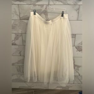 Anthropologie Tulle Midi Skirt ivory L